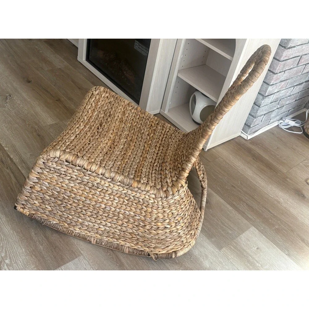 Vintage IKEA Gullholmen Rocking Chair Woven Banana Leaf Rattan Boho Lounge
